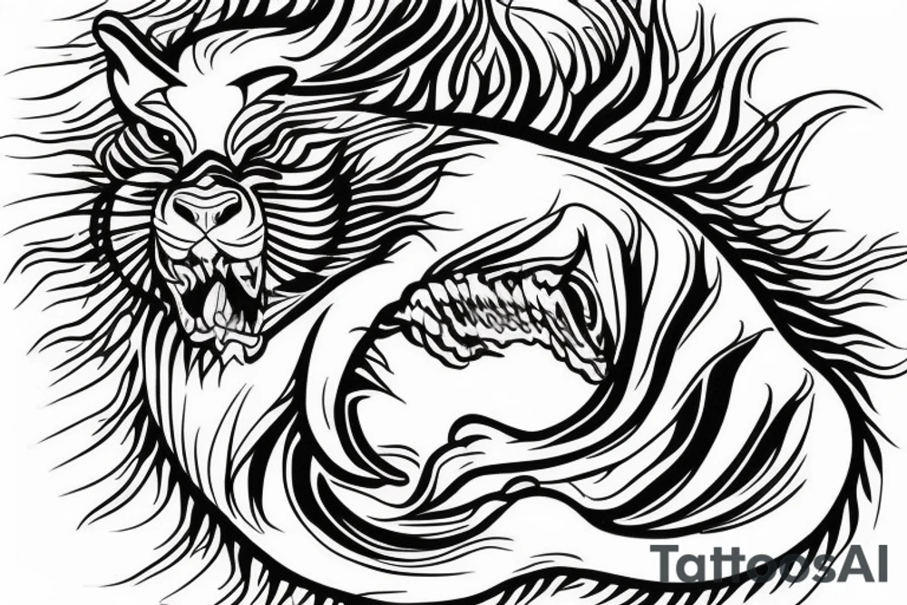 A fierce water tiger representing the birth of my son and personal growth tattoo idea