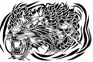 A fierce water tiger representing the birth of my son and personal growth tattoo idea