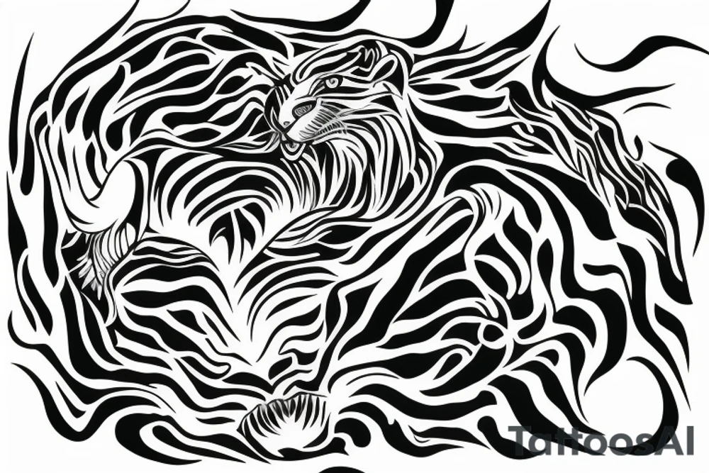 A fierce water tiger representing the birth of my son and personal growth tattoo idea