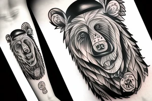 Bear with the corona bear in hands tattoo idea