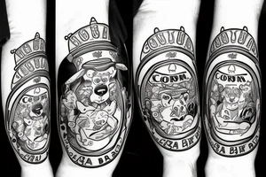 Bear with the corona beer in hands tattoo idea