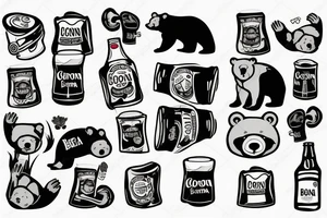 Bear with the corona beer in hands tattoo idea