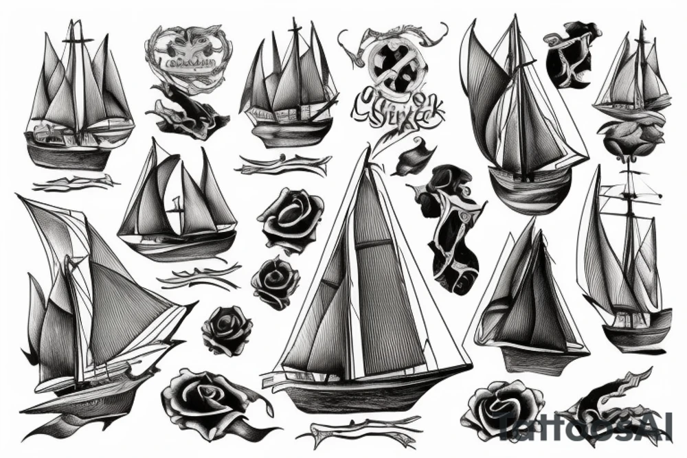 Sail ship with craken tattoo idea