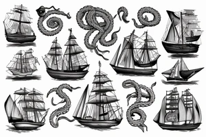Sail ship with kraken tattoo idea