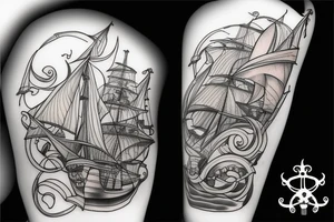 Sail ship with kraken tattoo idea