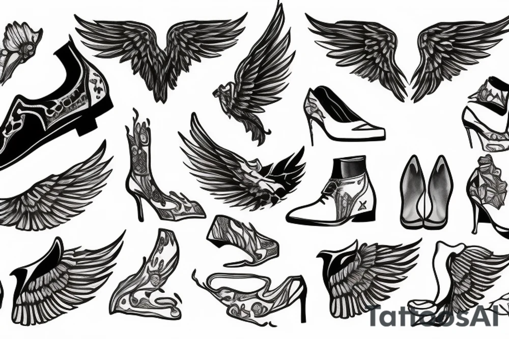 Winged Shoe and Fire tattoo idea