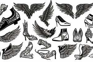 Winged Shoe and Fire tattoo idea