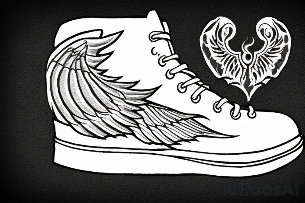 Winged Shoe and Fire tattoo idea