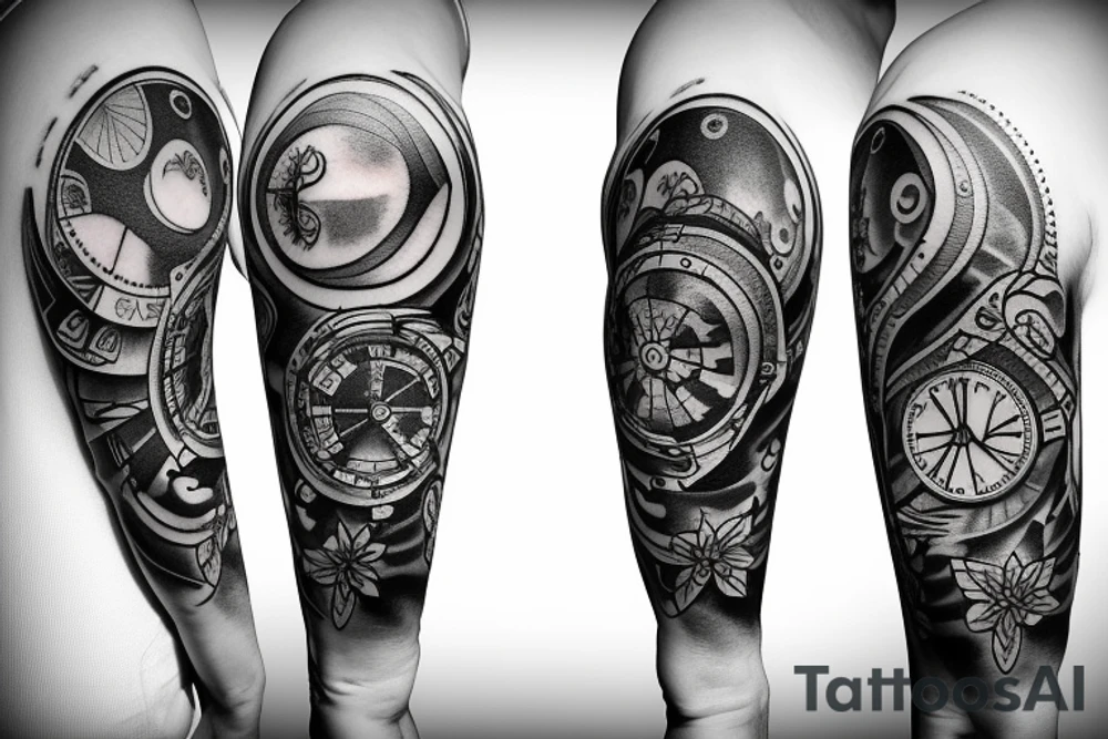 Stopwatch with the sun tattoo idea