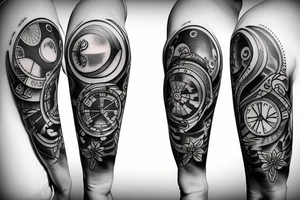 Stopwatch with the sun tattoo idea