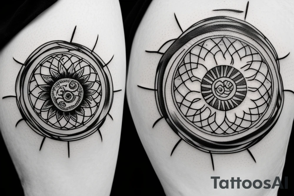Stopwatch with the sun tattoo idea
