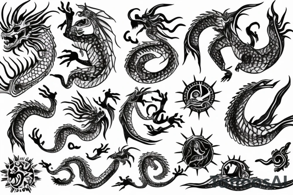 dragon with a sun tattoo idea