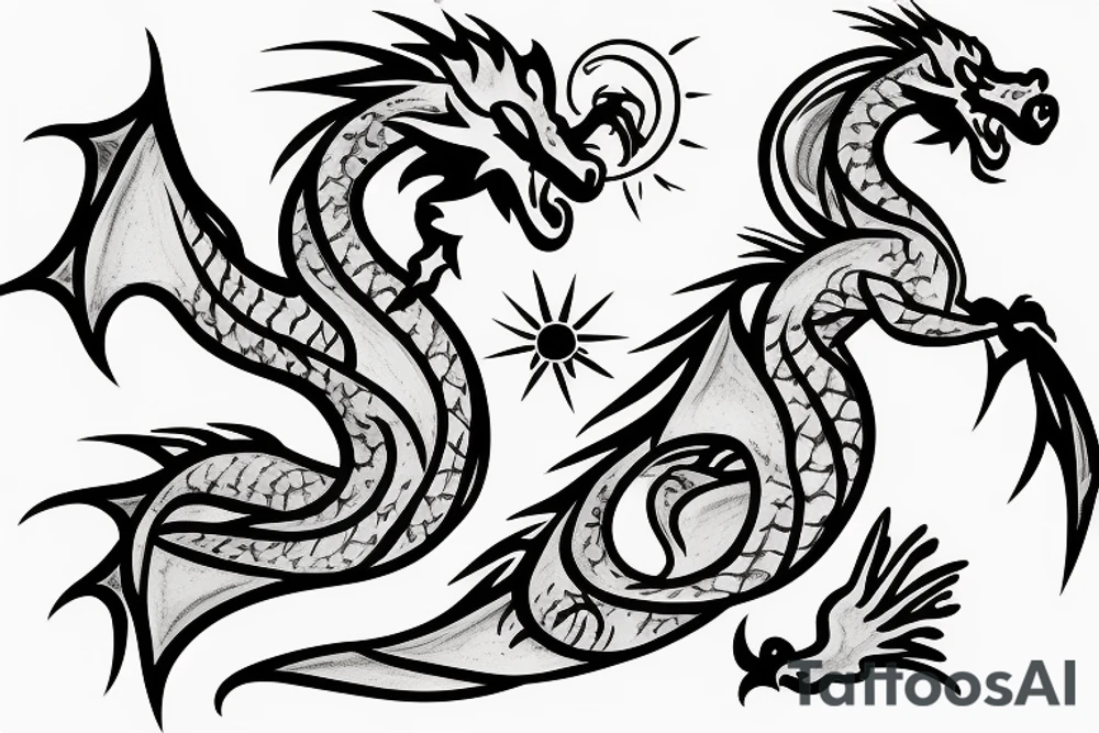 dragon with a sun tattoo idea