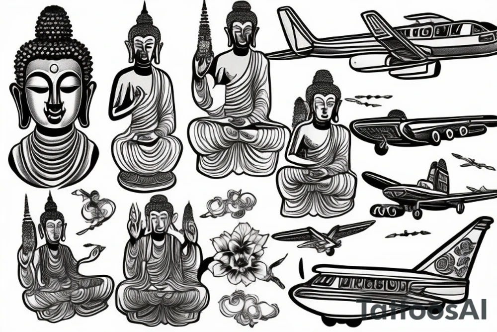 A combination of Asia (Buddha) and my passion for flying airplanes tattoo idea