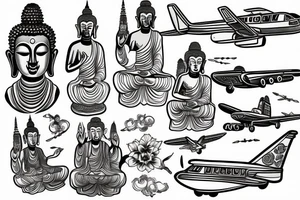 A combination of Asia (Buddha) and my passion for flying airplanes tattoo idea