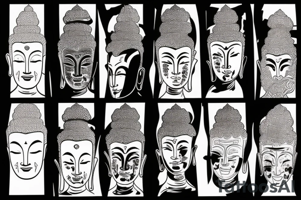 Asian Buddha, Japanese Warrior and Geisha tattoo idea