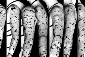 Asian Buddha, Japanese Warrior and Geisha tattoo idea