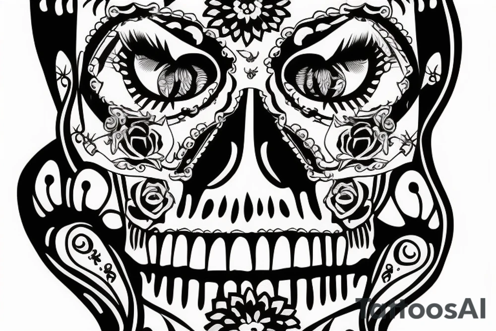 La Catrina with bandana tattoo idea