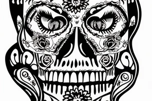 La Catrina with bandana tattoo idea
