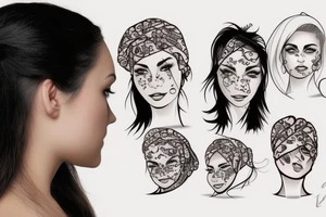 Women Face with Bandana tattoo idea