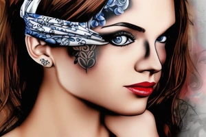 Women Face with Bandana tattoo idea