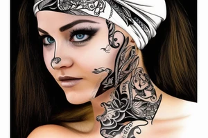 Women Face with Bandana on face tattoo idea