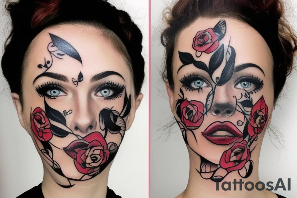 Women Face with Bandana on face tattoo idea