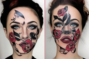 Women Face with Bandana on face tattoo idea