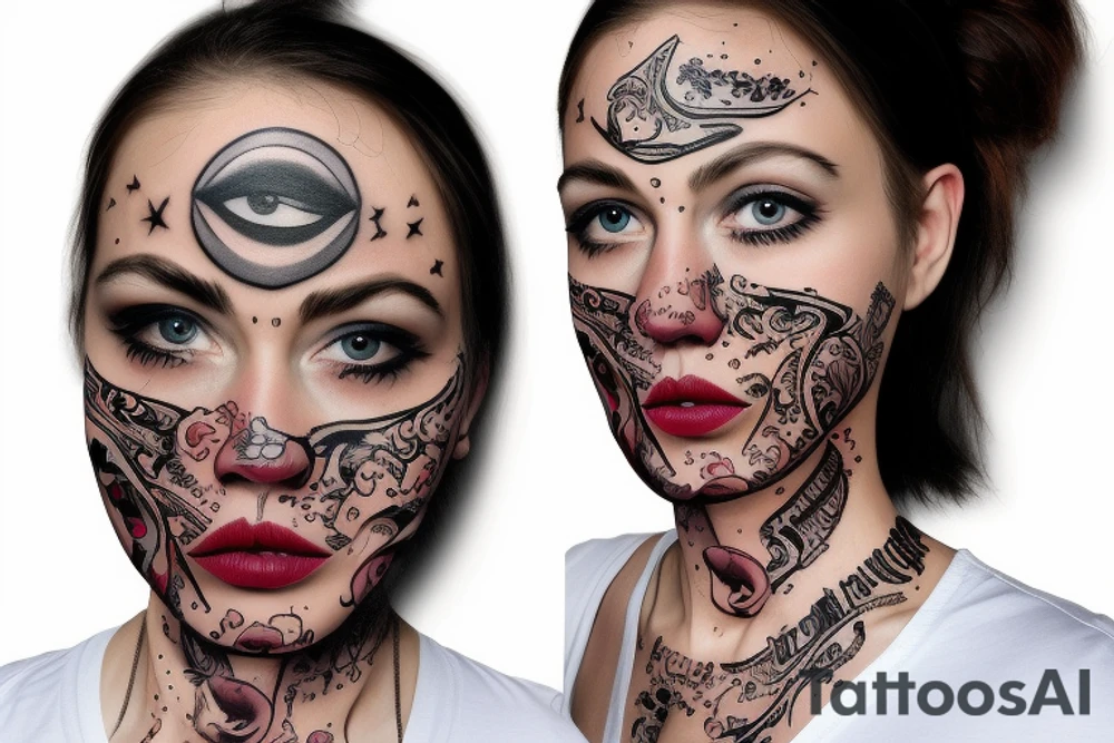 Women with Bandana on face tattoo idea