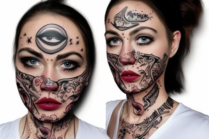 Women with Bandana on face tattoo idea