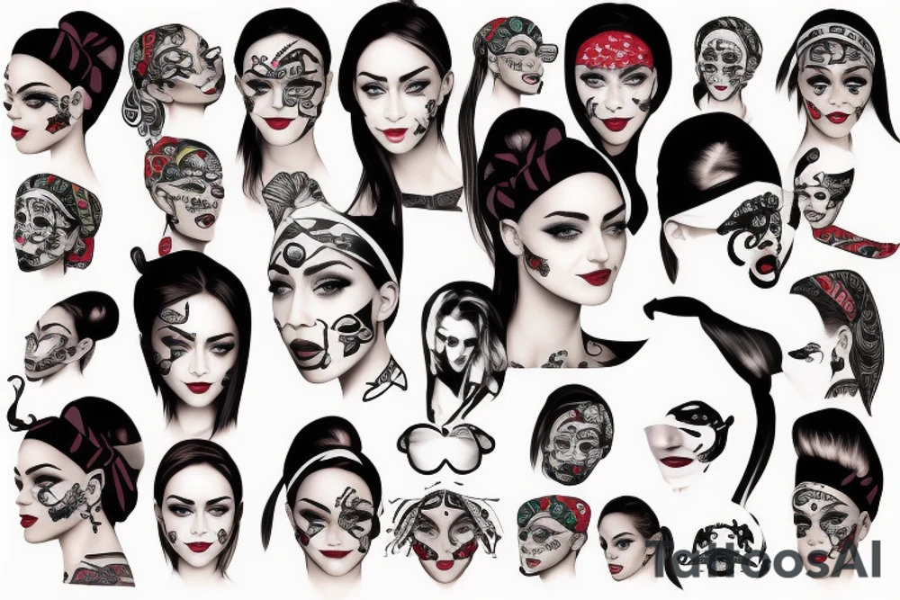 Women with Bandana on face tattoo idea