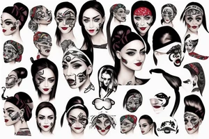 Women with Bandana on face tattoo idea
