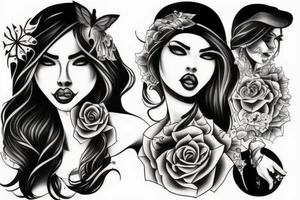 Gangsta Women drawing with shadows tattoo idea