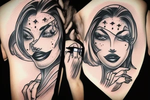 Gangsta Women drawing with shadows tattoo idea