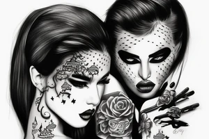 Gangsta Women drawing with shadows tattoo idea