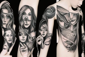 Gangsta Women drawing with shadows tattoo idea