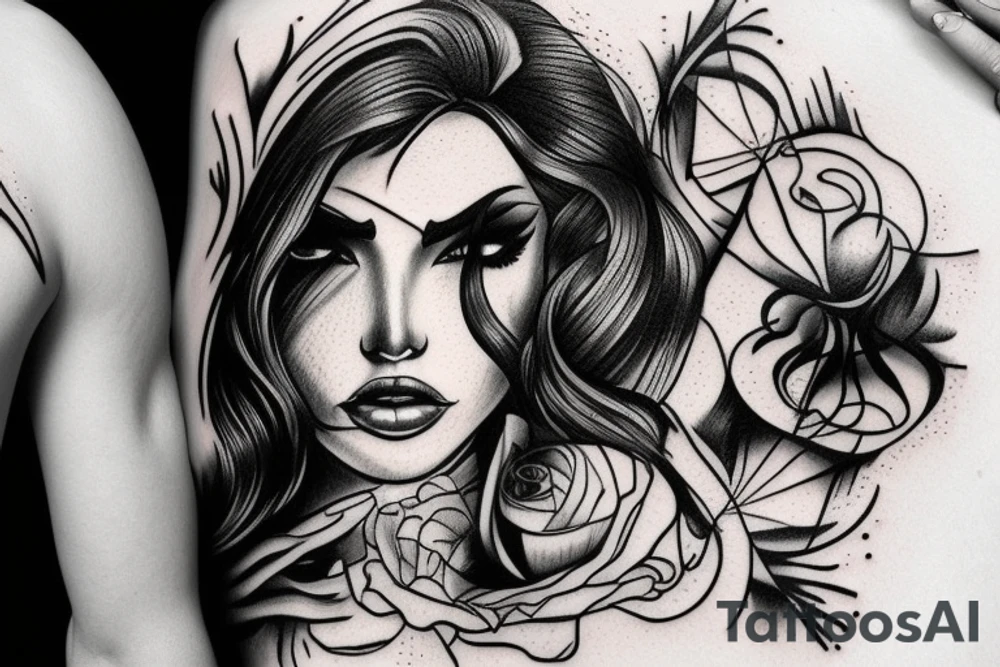 Gangsta Women drawing with shadows tattoo idea
