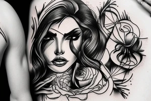 Gangsta Women drawing with shadows tattoo idea