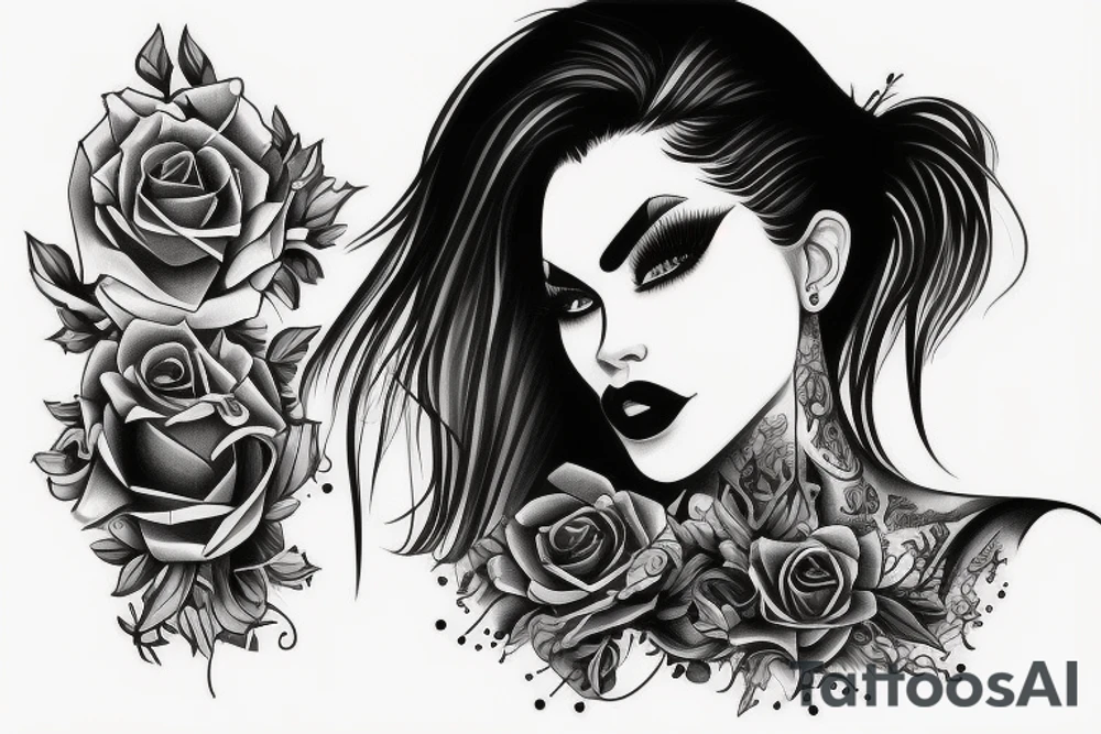 Gangsta Women drawing with shadows tattoo idea