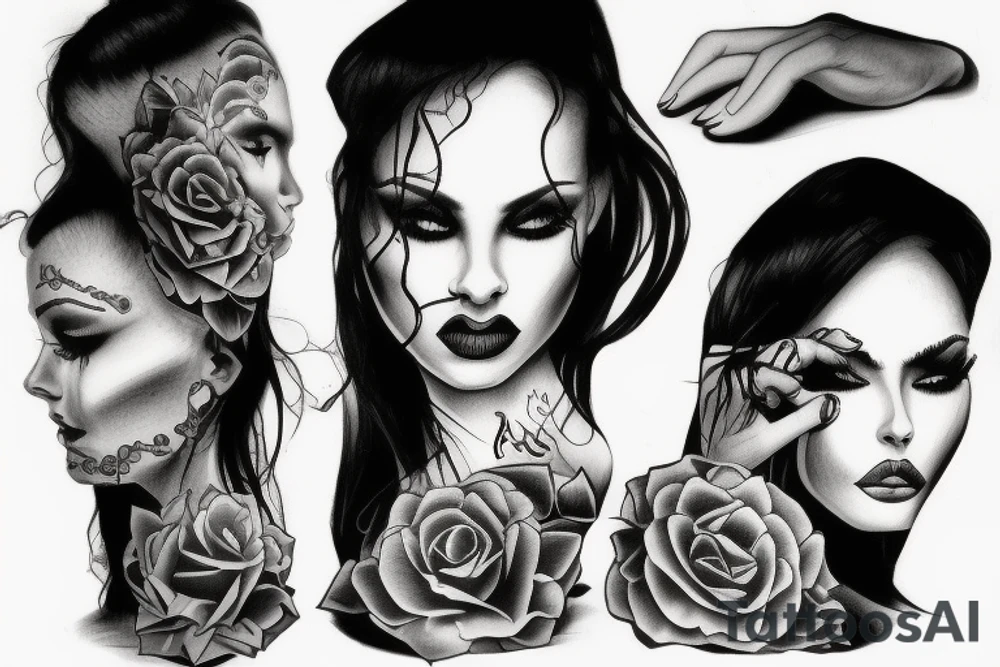 Gangsta Women drawing with shadows tattoo idea