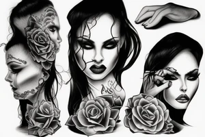 Gangsta Women drawing with shadows tattoo idea