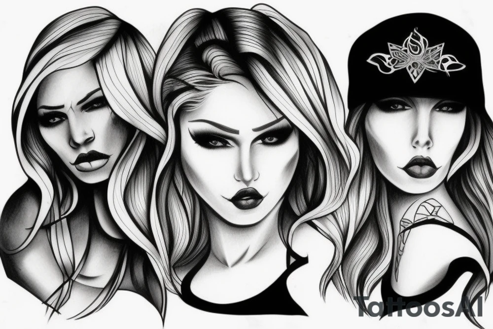 Gangsta blond chic drawing with shadows tattoo idea