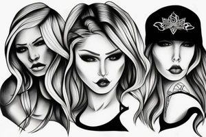 Gangsta blond chic drawing with shadows tattoo idea