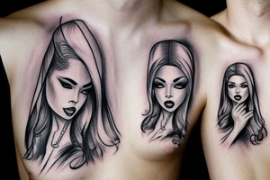 Gangsta blond chic drawing with shadows tattoo idea