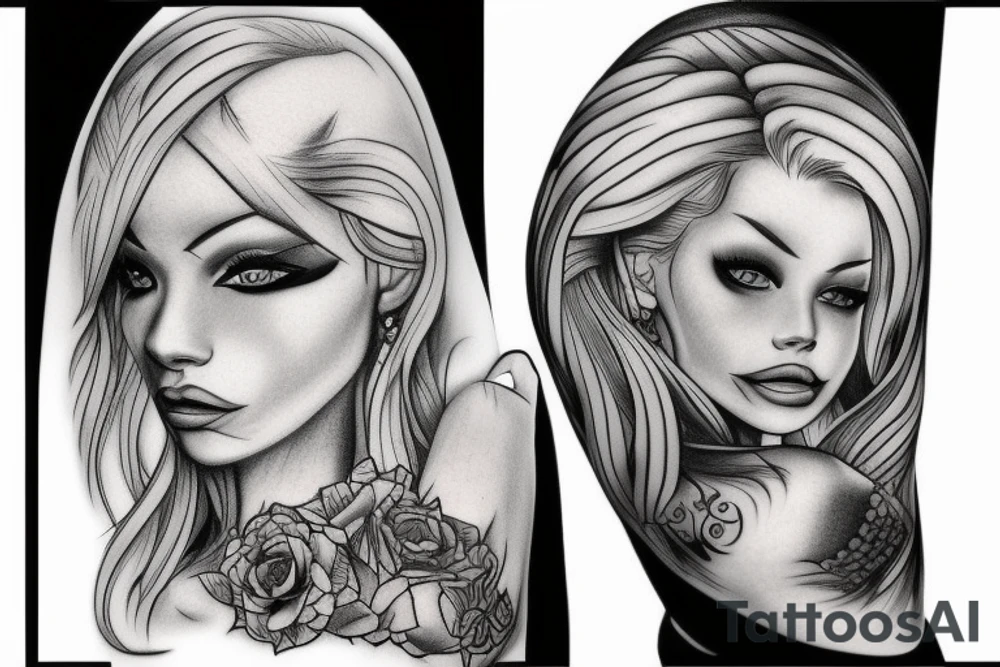 Gangsta blond chic drawing with tattos tattoo idea