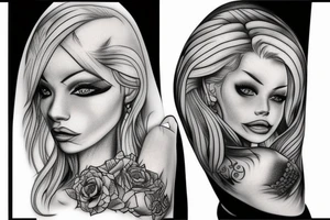 Gangsta blond chic drawing with tattos tattoo idea