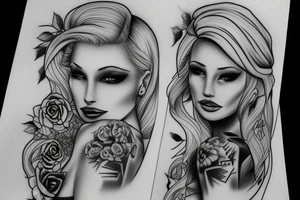 Gangsta blond chic drawing with tattos tattoo idea
