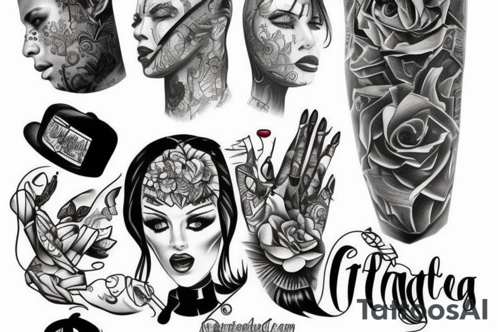 Gangsta Chic with Tattoos drawing tattoo idea
