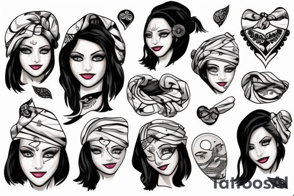 Frau mit Bandana über dem gesicht tattoo idea