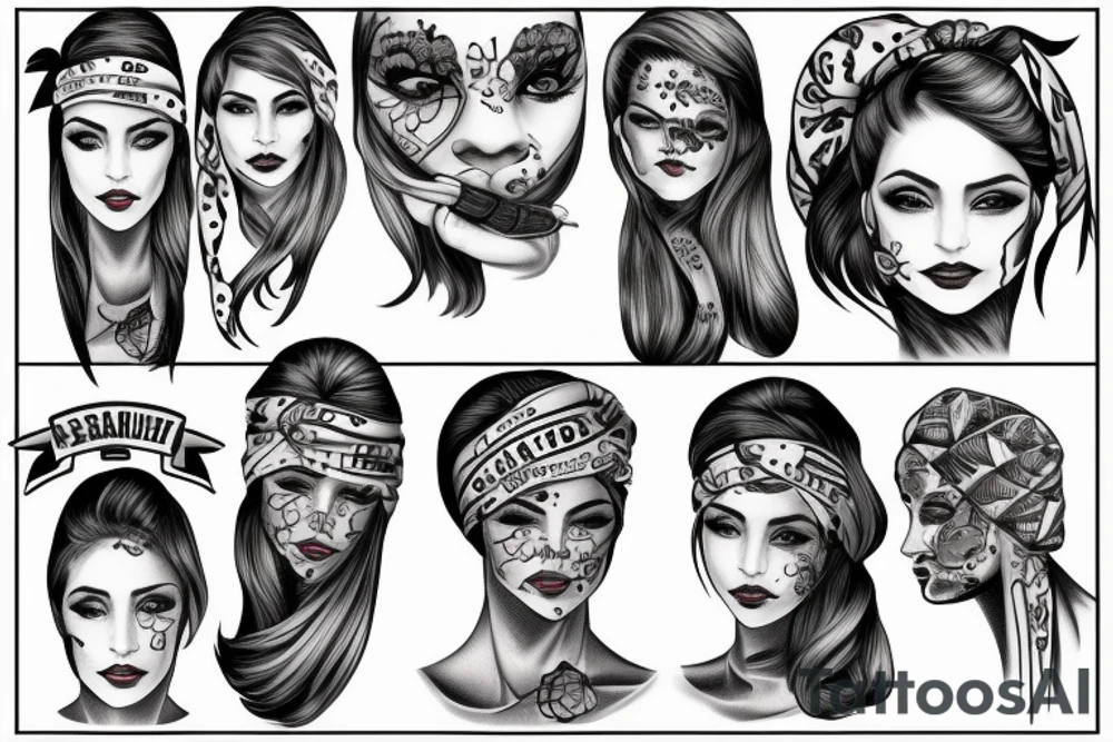 Frau mit Bandana über dem gesicht tattoo idea